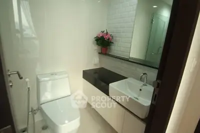 Modern bathroom with sleek fixtures and elegant design