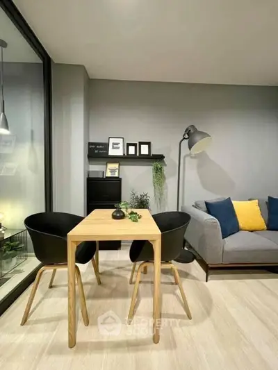 Modern living room with stylish furniture and cozy ambiance