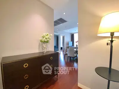 Elegant apartment interior with stylish furniture and warm lighting