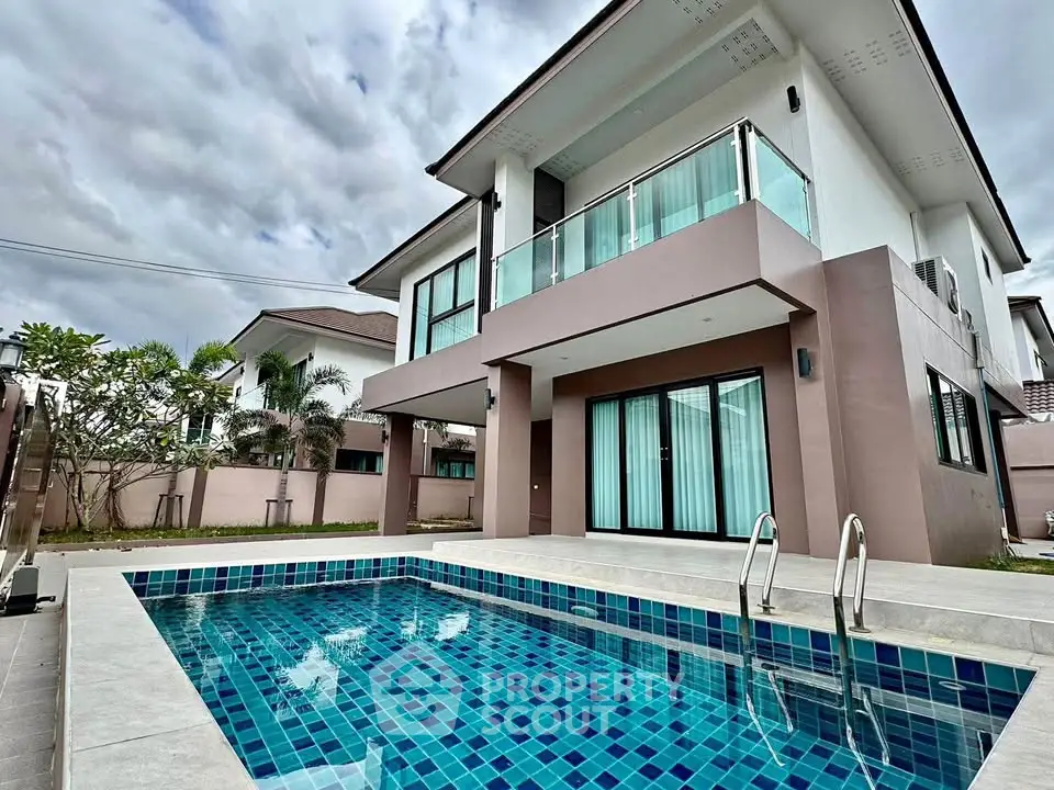Luxurious modern house with private pool and spacious balcony, perfect for upscale living.