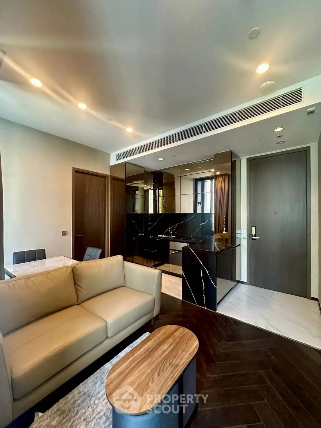 Luxurious modern living room with elegant decor and open layout