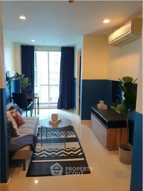 Modern living room with stylish decor and natural light