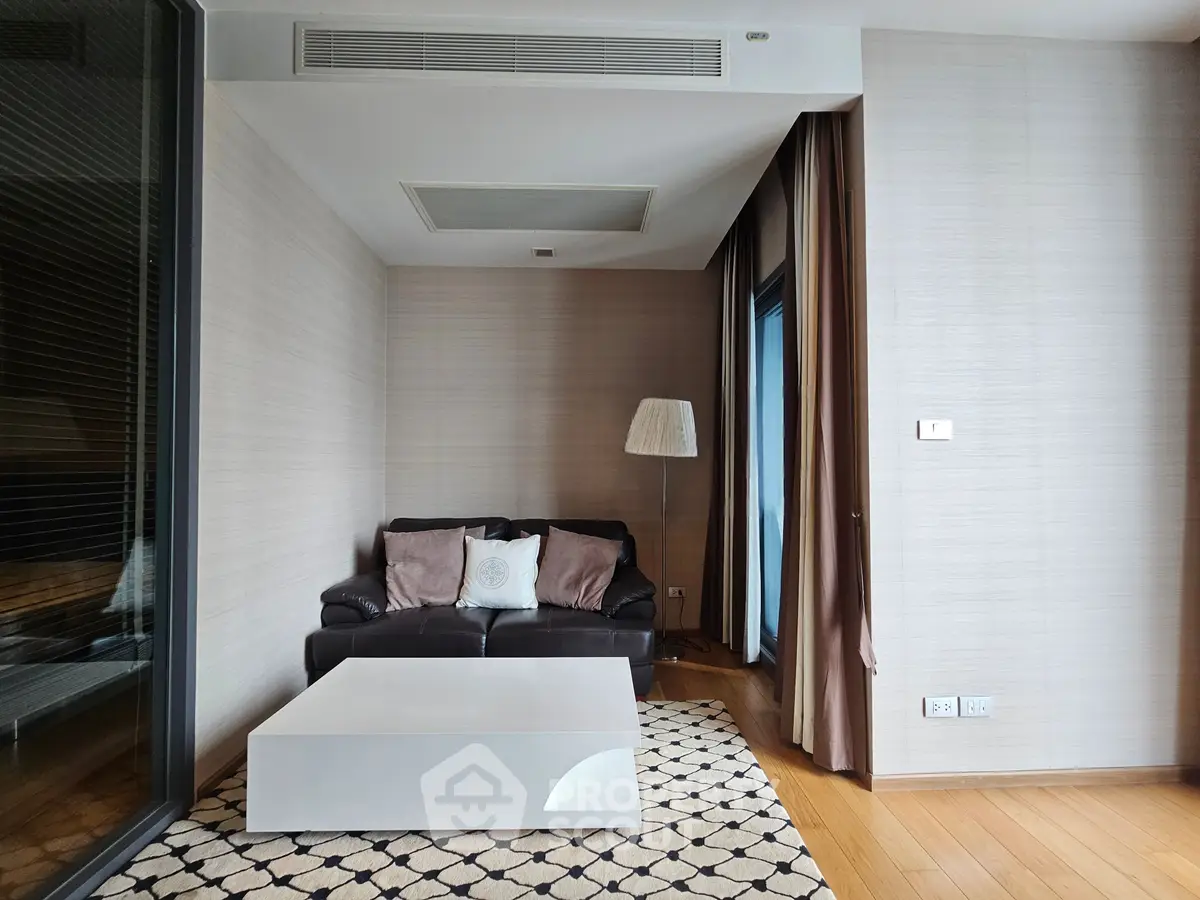 Modern living room with stylish decor and cozy seating area