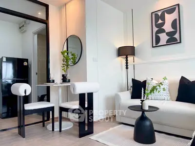 Modern living room with stylish decor and cozy seating area