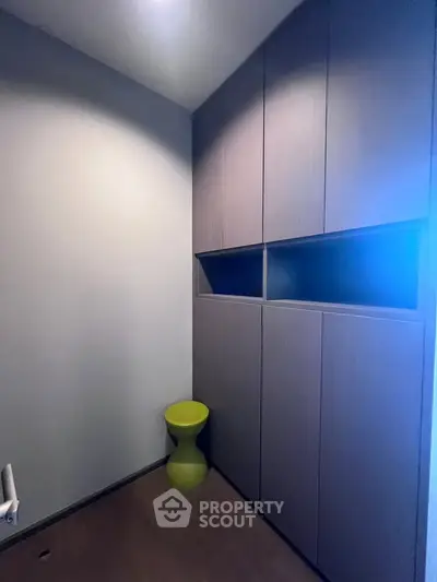 Modern storage room with sleek cabinets and minimalist design