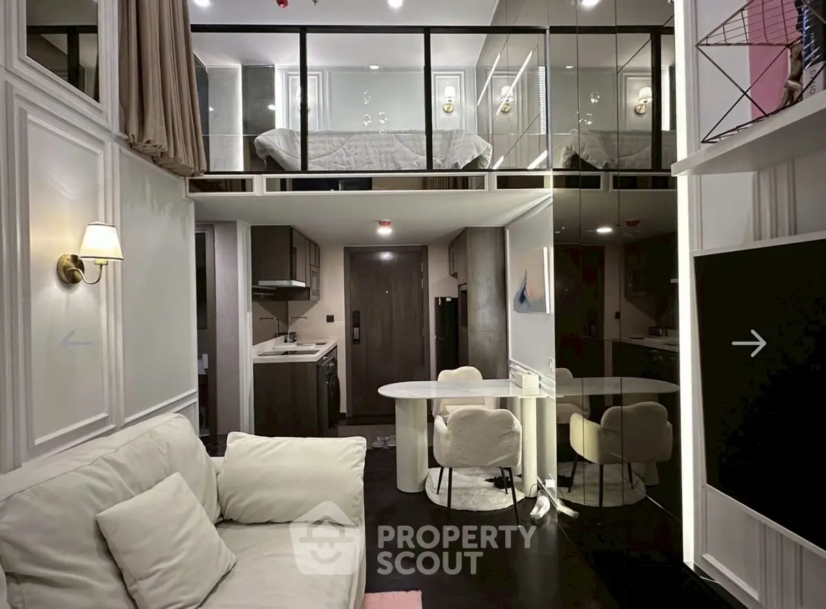 Modern loft apartment with stylish interior and mezzanine bedroom