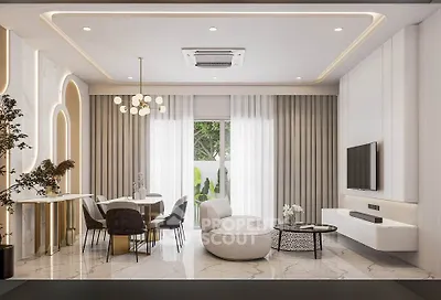Luxurious modern living room with elegant decor and stylish furniture