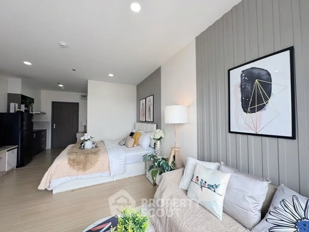 Modern studio apartment with stylish decor and cozy ambiance