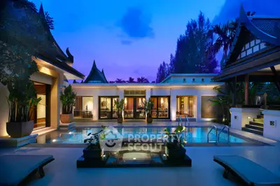 Luxurious villa with private pool and stunning evening ambiance