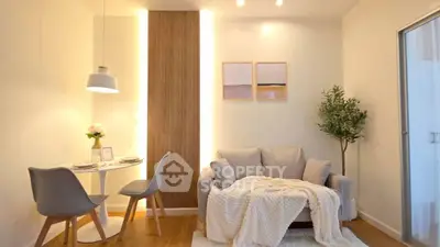 Cozy modern living room with stylish decor and dining area