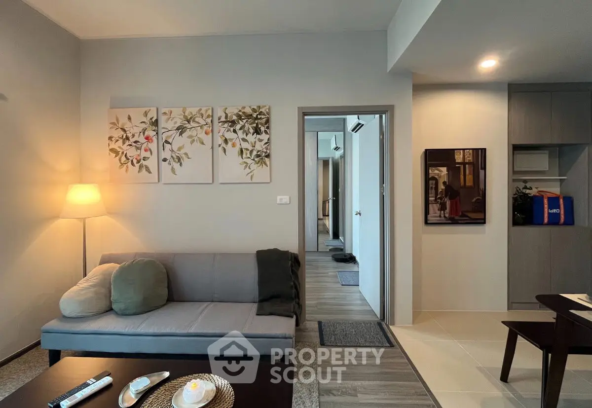 Modern living room with stylish decor and cozy ambiance