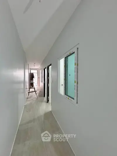 Modern hallway with sleek design and natural light