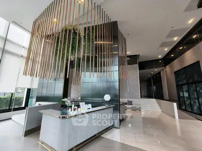 Luxurious modern building lobby with elegant design and high ceilings