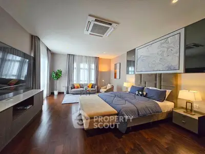 Luxurious modern bedroom with elegant decor and spacious layout