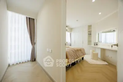 Modern bedroom with elegant decor and natural light