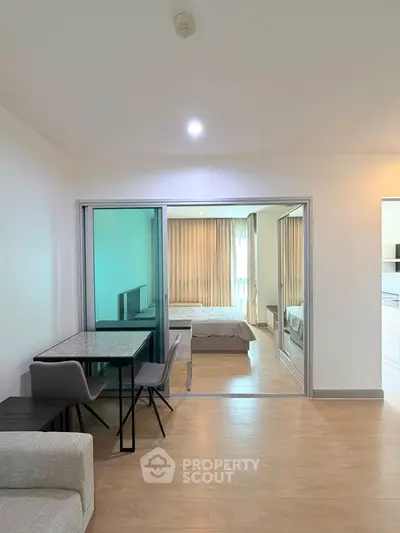 Modern apartment interior with open layout and stylish furniture