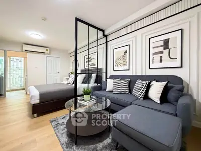 Stylish modern living room with cozy sectional sofa and elegant decor