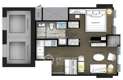 Modern architectural floor plan showcasing spacious layout and design features.