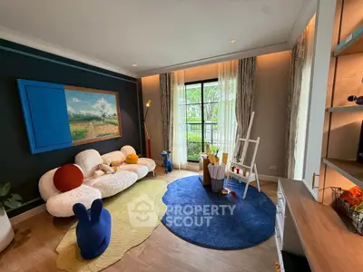 Chic living room with modern decor and large window view