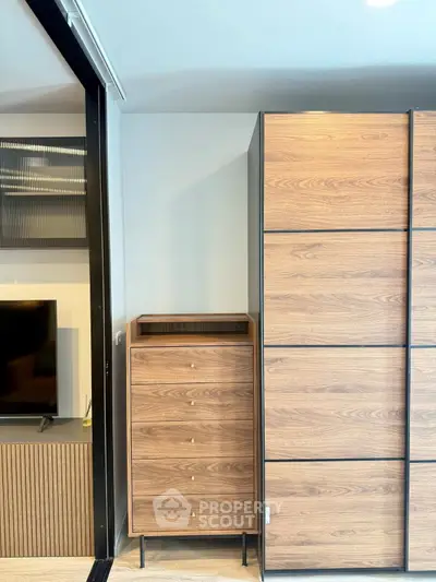 Modern interior with stylish wooden furniture and sleek design elements