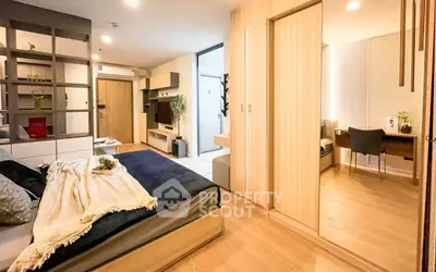 Modern bedroom with stylish decor and cozy ambiance