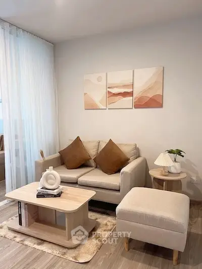 Cozy living room with modern decor and natural light