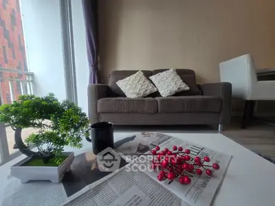 Cozy living room with modern sofa and stylish decor
