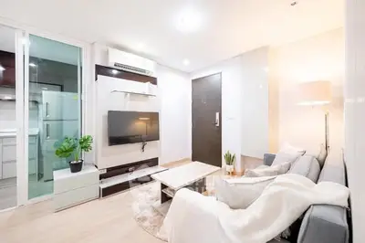 Modern living room with sleek design and cozy ambiance