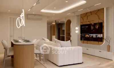 Luxurious modern living room with elegant lighting and stylish decor