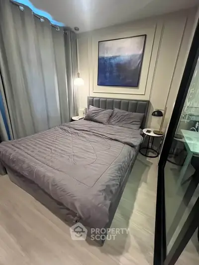 Modern bedroom with stylish decor and cozy ambiance