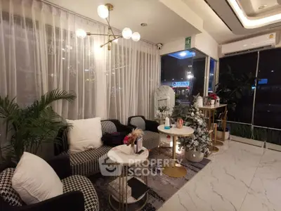 Elegant living room with modern decor and stylish lighting