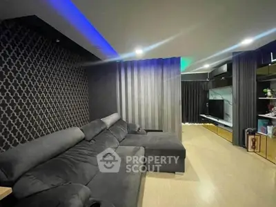 Modern living room with stylish decor and cozy sectional sofa