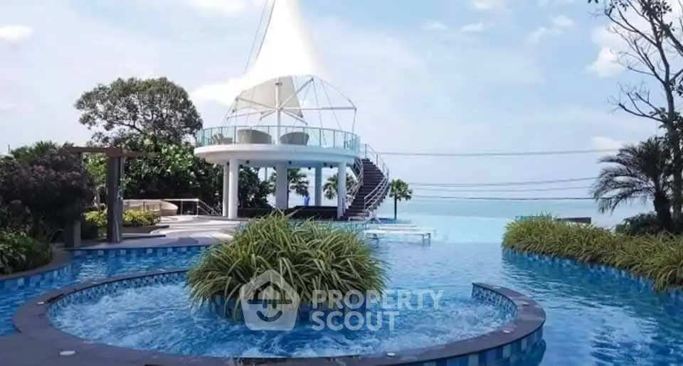 Luxurious rooftop pool with stunning ocean view and modern architecture.