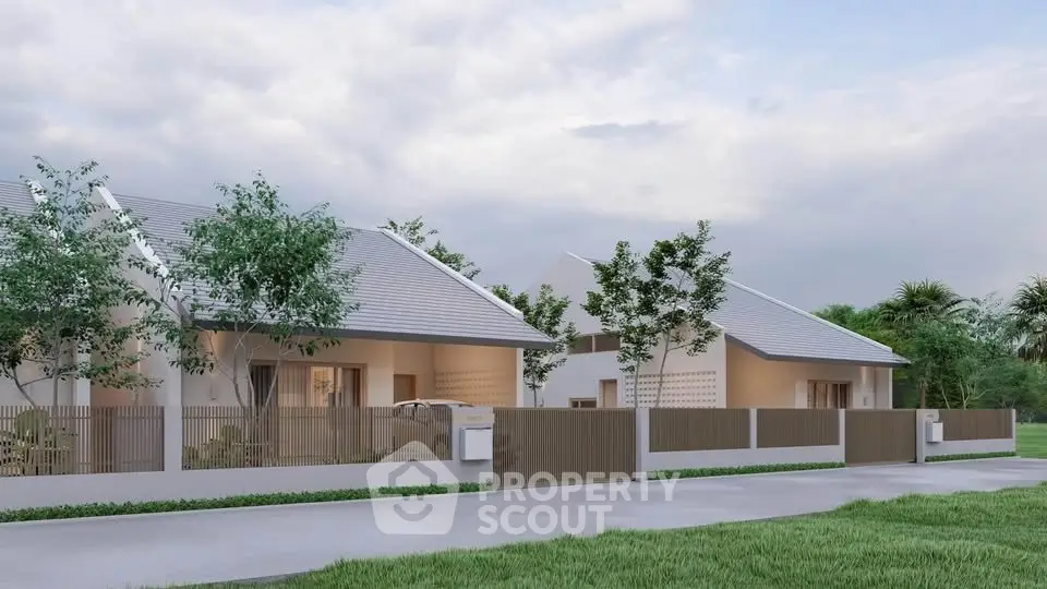 Charming suburban homes with modern design and lush greenery