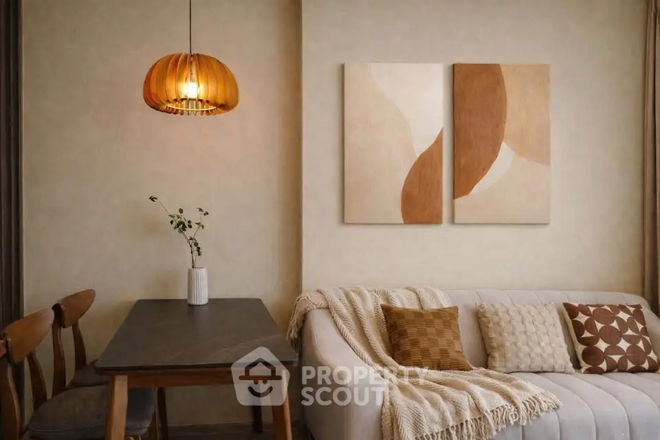 Stylish living room with modern decor and cozy seating area