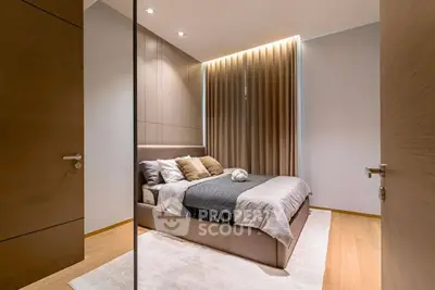 Elegant bedroom with modern decor and soft lighting