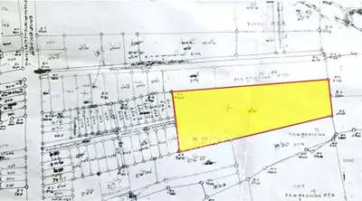 Detailed real estate plot map with highlighted area for sale