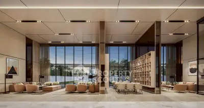 Luxurious modern living room with high ceilings and elegant decor