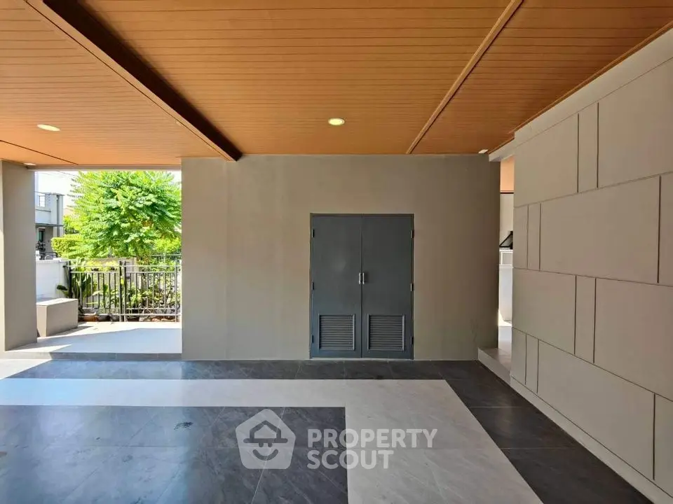 Modern building entrance with sleek design and spacious layout