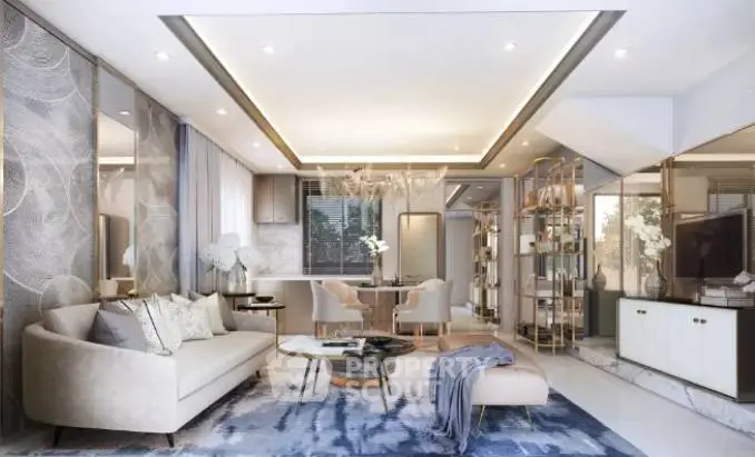 Luxurious modern living room with elegant decor and open layout, perfect for stylish urban living.