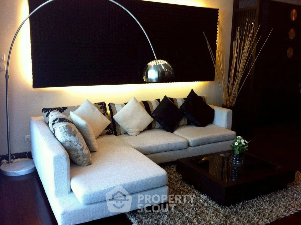 Modern living room with stylish sectional sofa and elegant decor