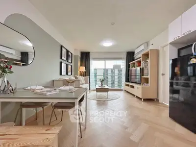 Stylish modern living room with open layout and chic decor