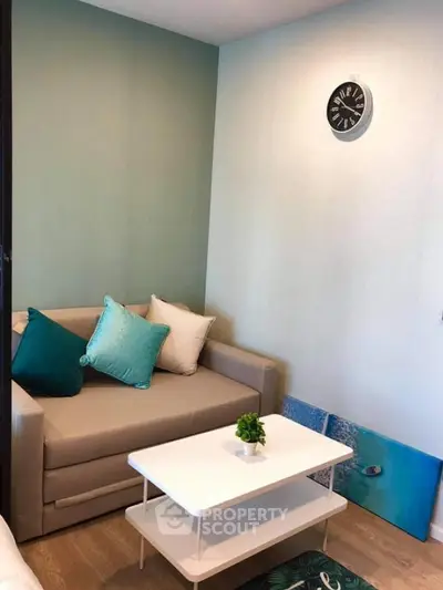 Cozy living room with modern sofa and stylish decor