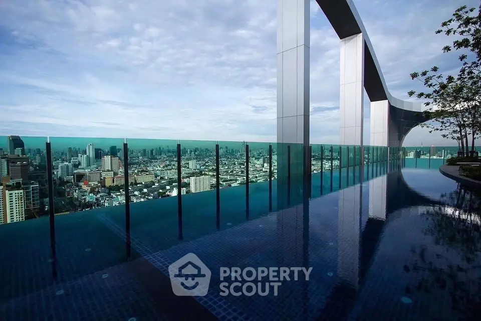 Stunning rooftop infinity pool with panoramic city skyline views