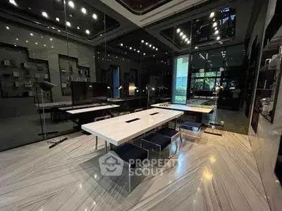 Luxurious modern study room with sleek design and ample natural light