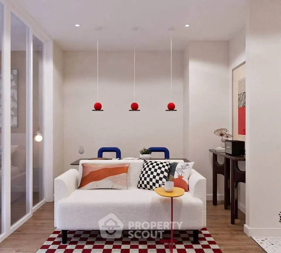 Stylish modern living room with chic decor and cozy ambiance