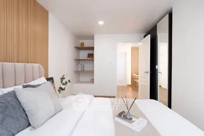 Modern bedroom with stylish decor and cozy ambiance