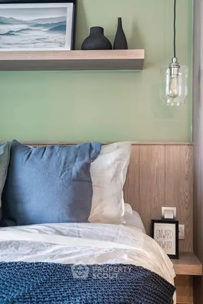 Cozy bedroom with modern decor and stylish lighting