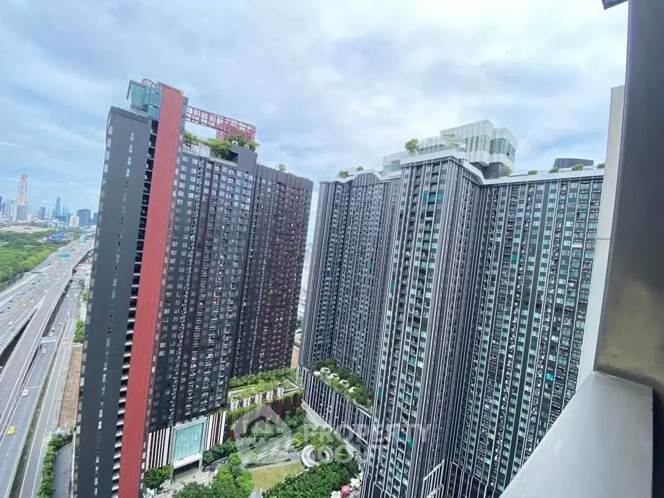 Stunning high-rise buildings with lush rooftop gardens and panoramic city views.