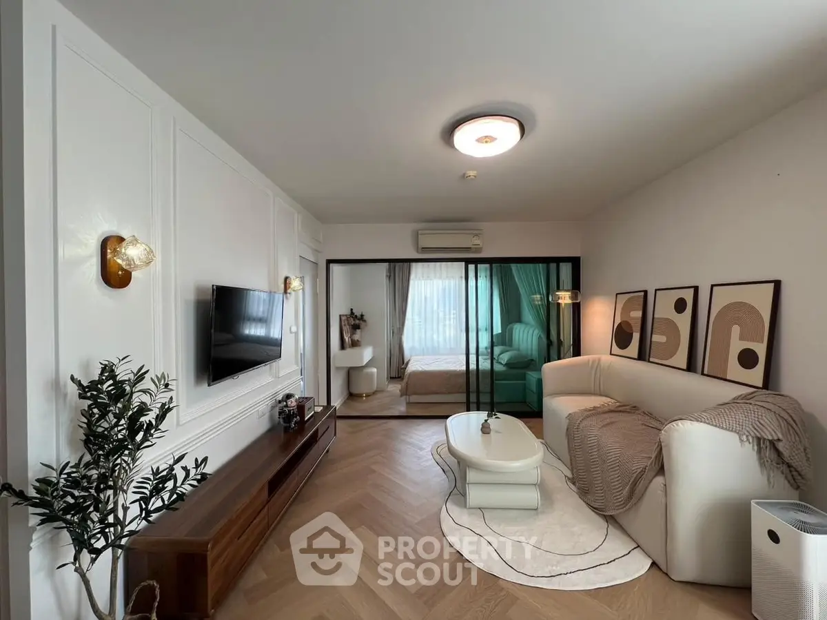 Stylish modern living room with elegant decor and cozy ambiance